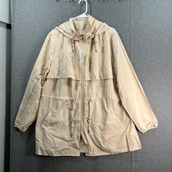 zuda Woven Cinched Waist Hooded Anorak Jacket Sand Size X-Large - Picture 1 of 14